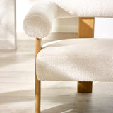 Boucle Fabric 2 Seater Sofa With Wooden Legs - Freya