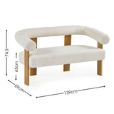 Boucle Fabric 2 Seater Sofa With Wooden Legs - Freya