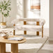 Boucle Fabric 2 Seater Sofa With Wooden Legs - Freya