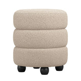 Boucle Fabric Pouffe Round - Emi