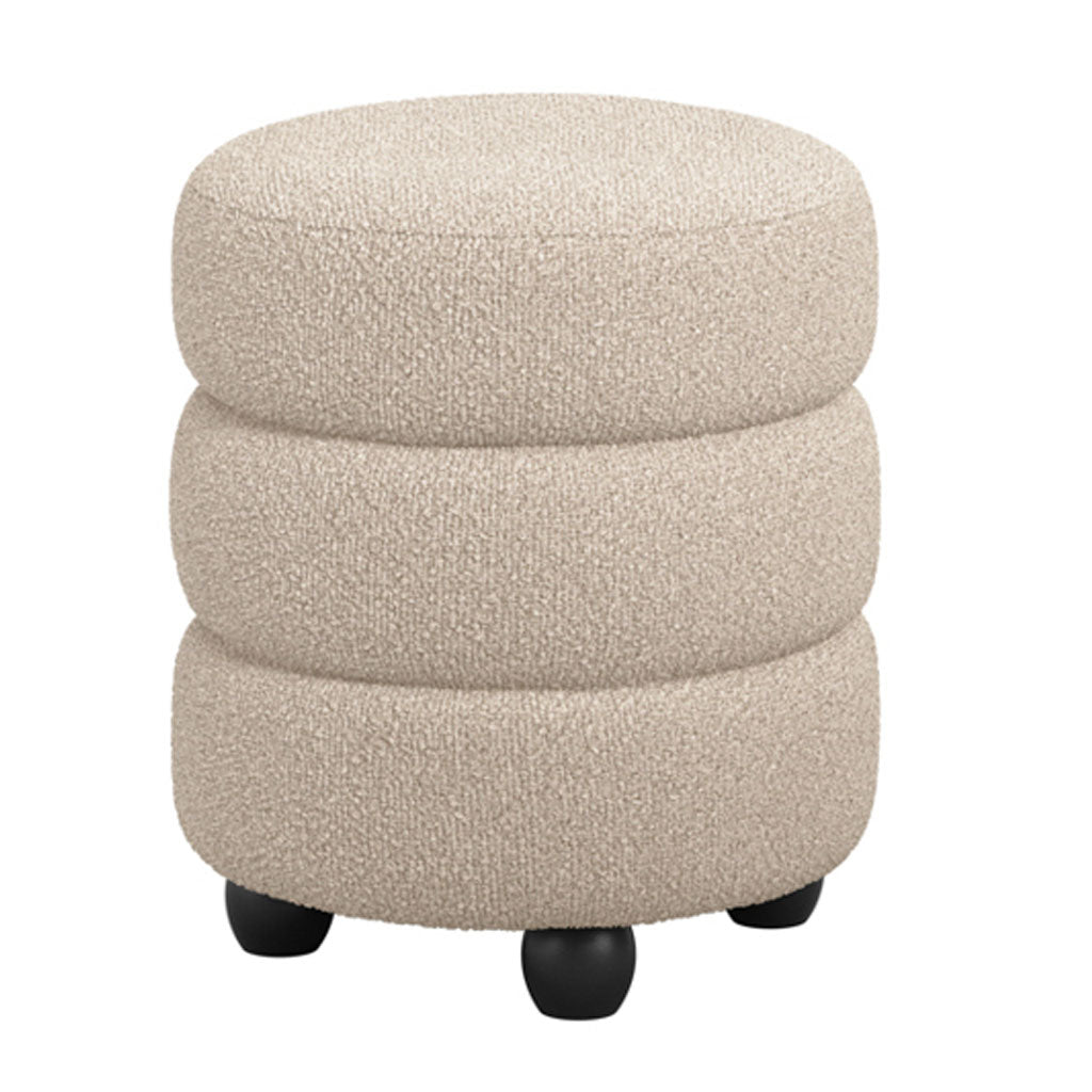 Boucle Fabric Pouffe Round - Emi