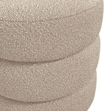 Boucle Fabric Pouffe Round - Emi