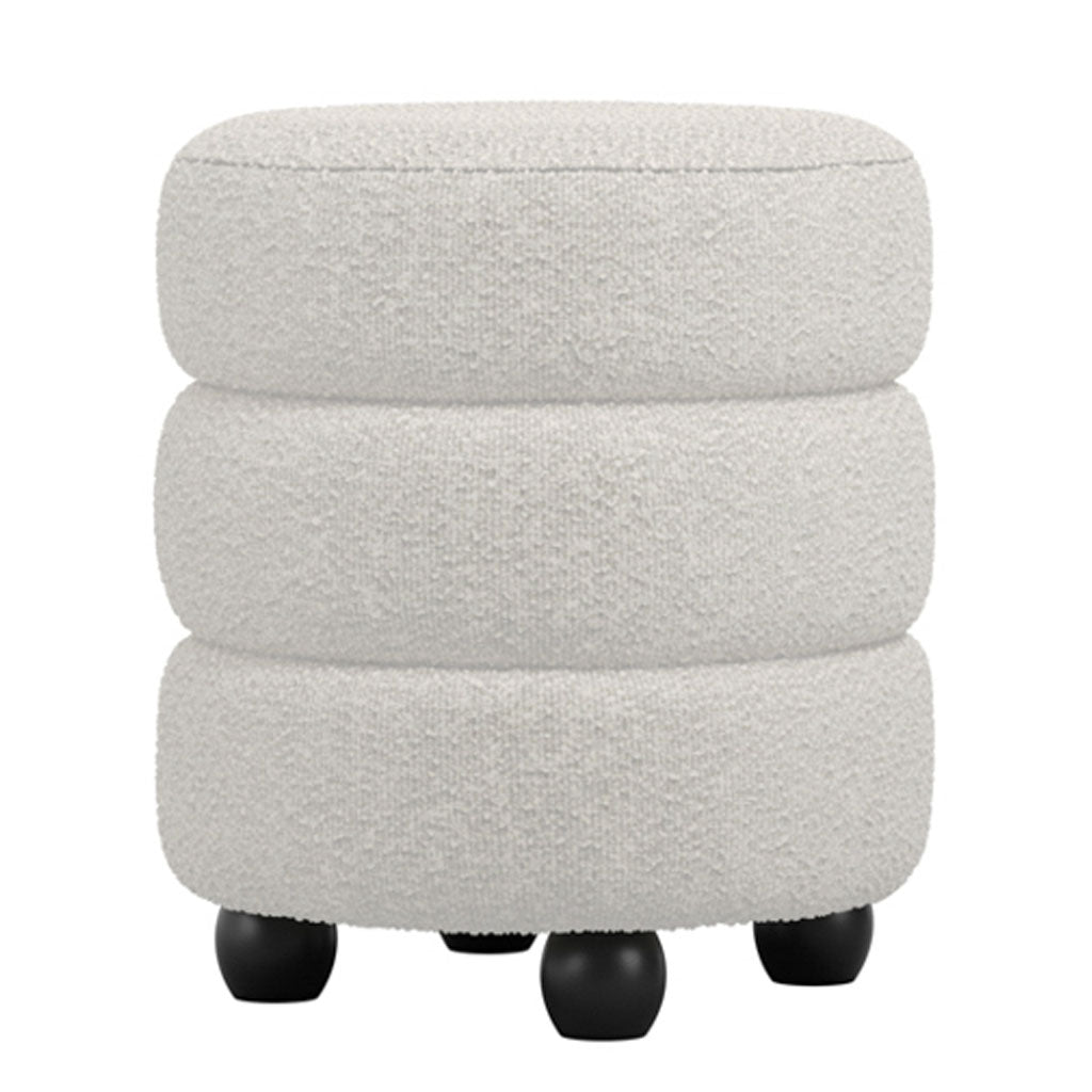 Boucle Fabric Pouffe Round - Emi