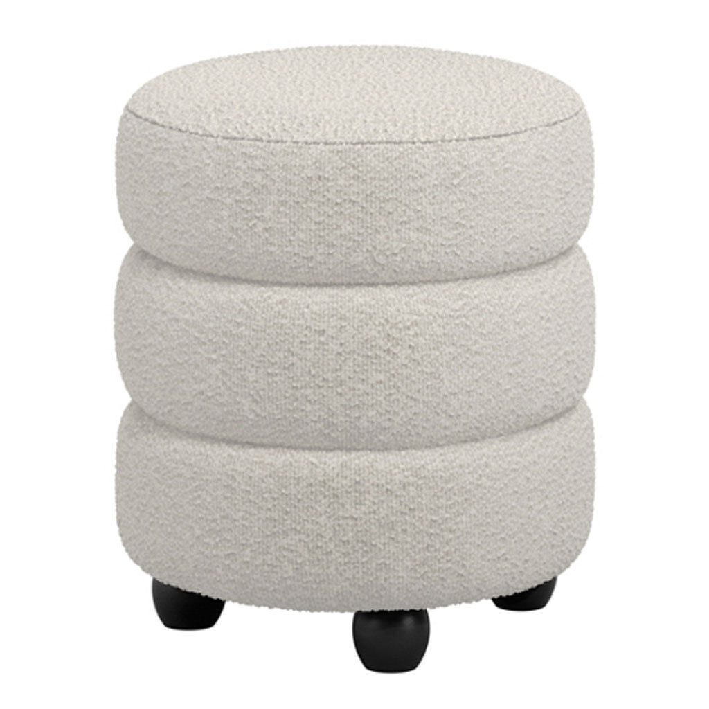Boucle Fabric Pouffe Round - Emi