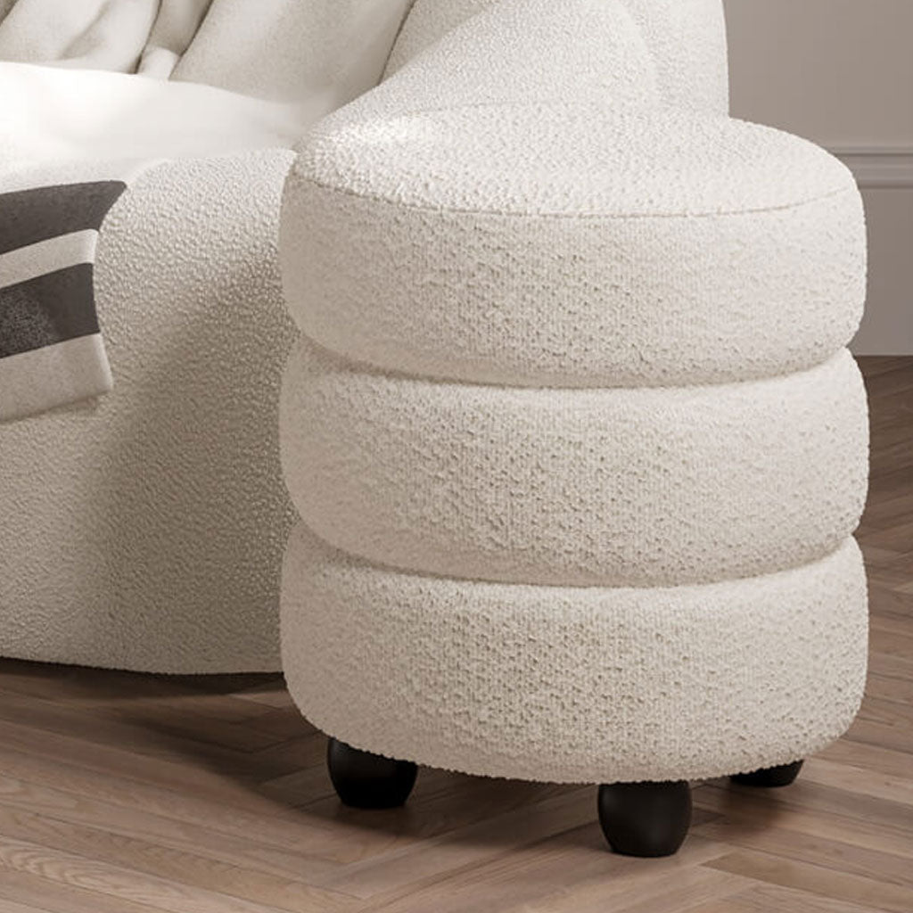 Boucle Fabric Pouffe Round - Emi