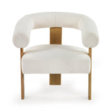 Boucle Fabric Accent Armchair With Wooden Legs - Freya