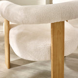 Boucle Fabric Accent Armchair With Wooden Legs - Freya