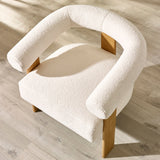 Boucle Fabric Accent Armchair With Wooden Legs - Freya