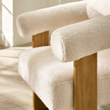 Boucle Fabric Accent Armchair With Wooden Legs - Freya