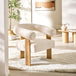 Boucle Fabric Accent Armchair With Wooden Legs - Freya