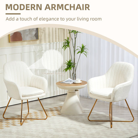 Boucle Fabric Accent Chair 56cm Wide With Steel Legs in Set Of 2 - Velmora