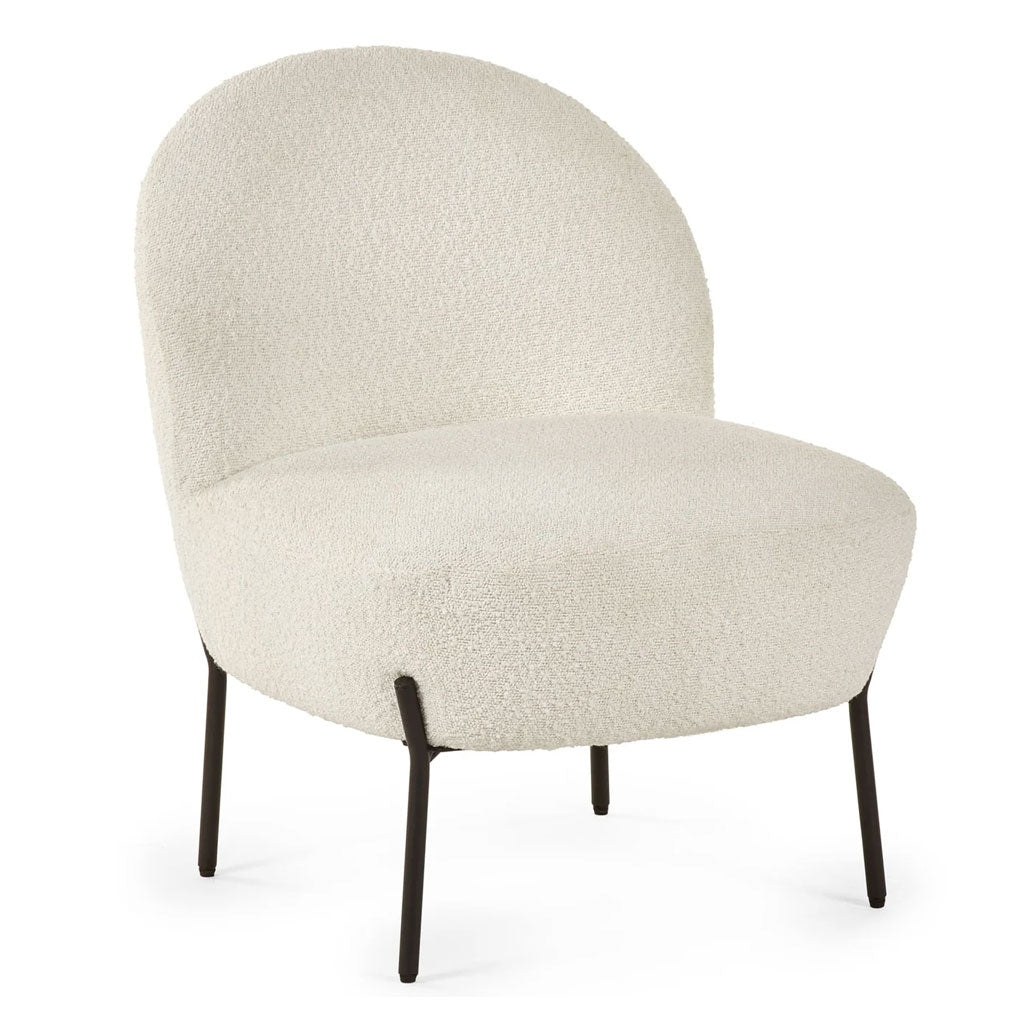 Boucle Fabric Accent Chair With Black Legs - Lulu