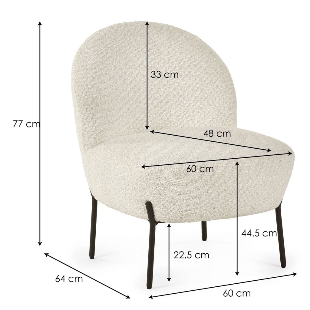 Boucle Fabric Accent Chair With Black Legs - Lulu