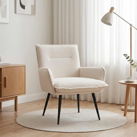 Boucle Fabric Armchair 70cm Wide With Metal Legs - Vantage Home