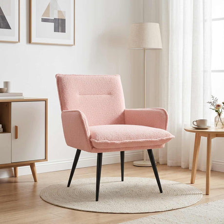 Boucle Fabric Armchair 70cm Wide With Metal Legs - Vantage Home