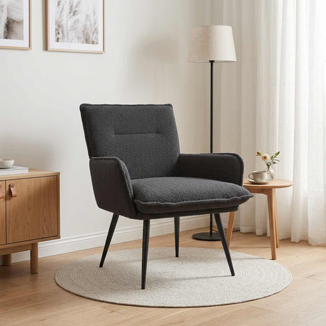 Boucle Fabric Armchair 70cm Wide With Metal Legs - Vantage Home