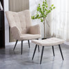Boucle Fabric Armchair With Footstool - Paris