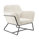 Boucle Fabric Armchair With Black Frame - Charles