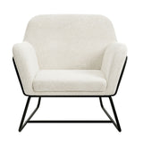 Boucle Fabric Armchair With Black Frame - Charles
