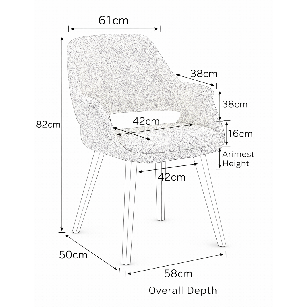 Boucle Fabric Dining Chair - Kelling
