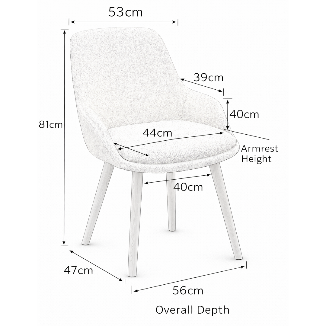 Boucle Fabric Dining Chair - Norsley