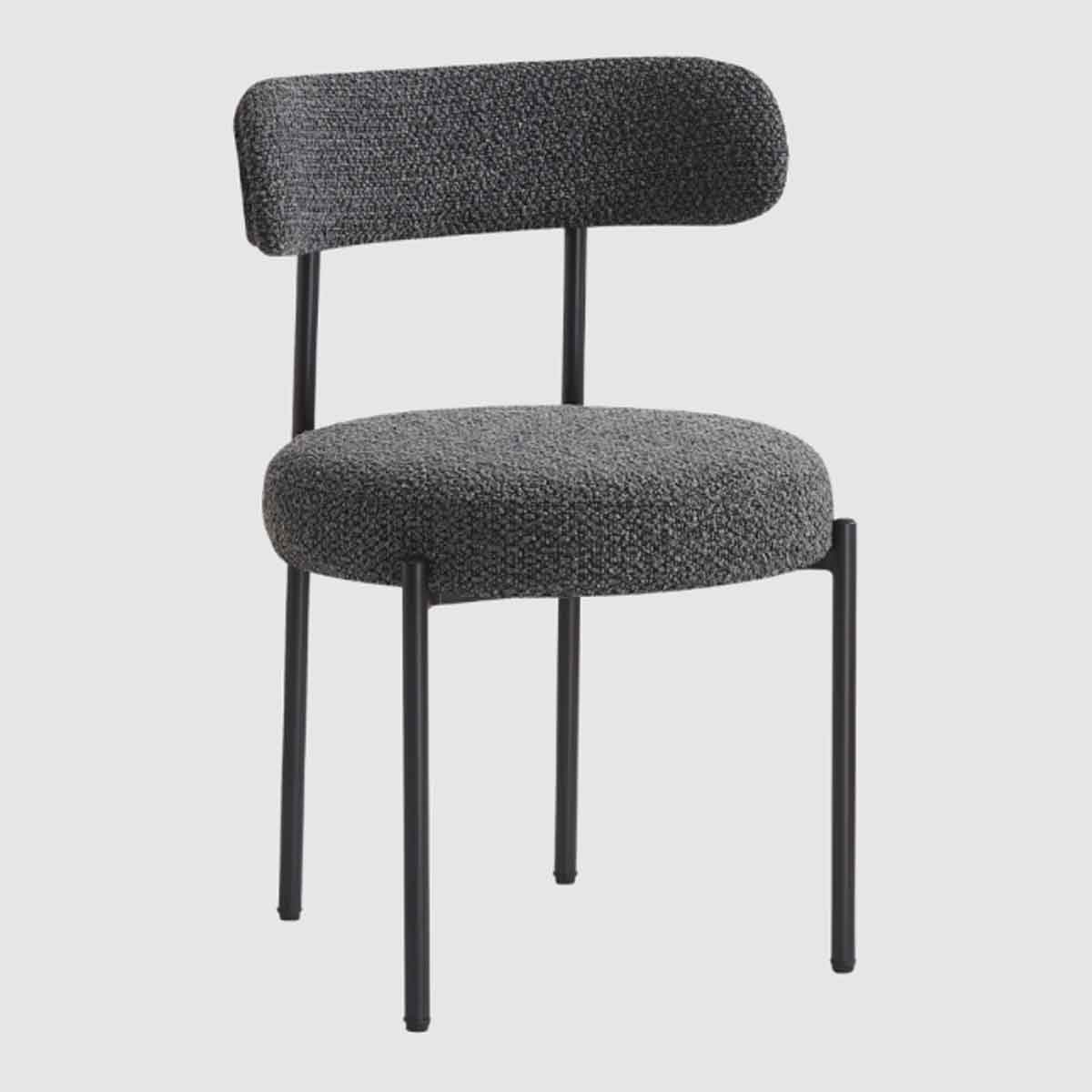 Boucle Fabric Dining Chairs 50cm Wide in Set Of 2 - Flora