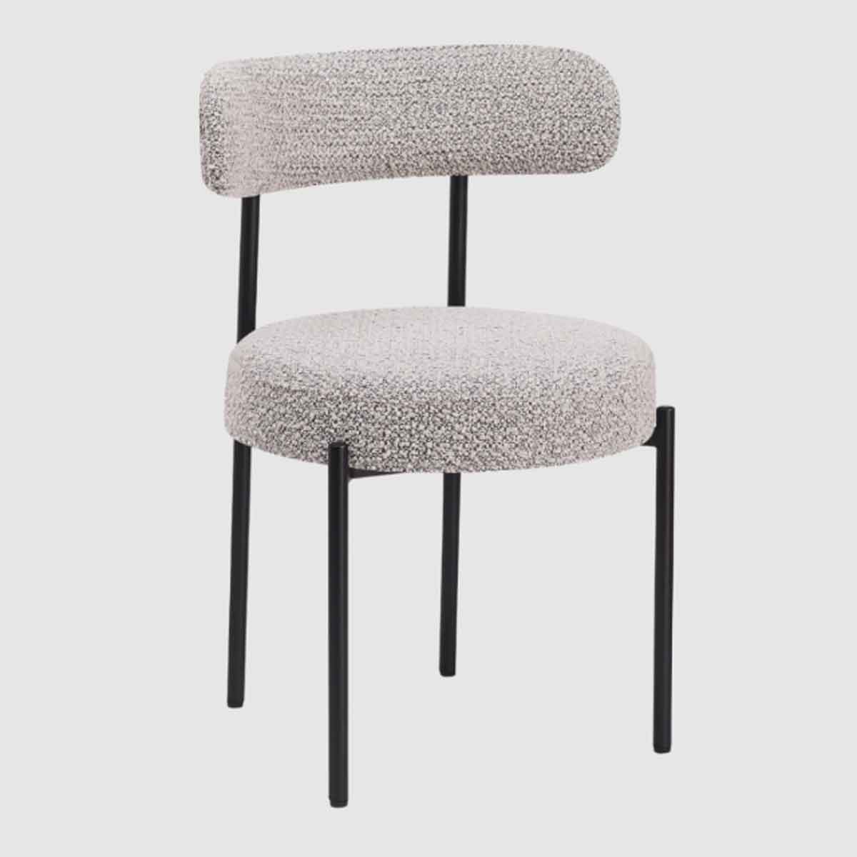 Boucle Fabric Dining Chairs 50cm Wide in Set Of 2 - Flora