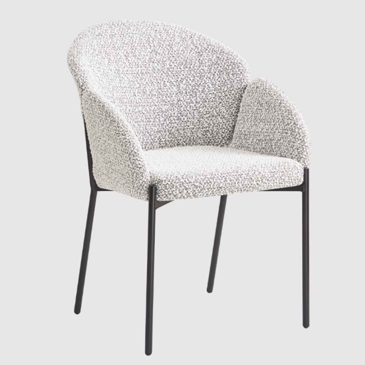 Boucle Fabric Dining Chairs 55cm Wide in Set Of 2 - Petal