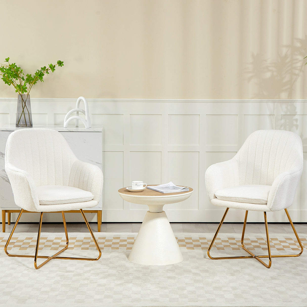 Boucle Fabric Dining Chairs in Set Of 2 - Velmora