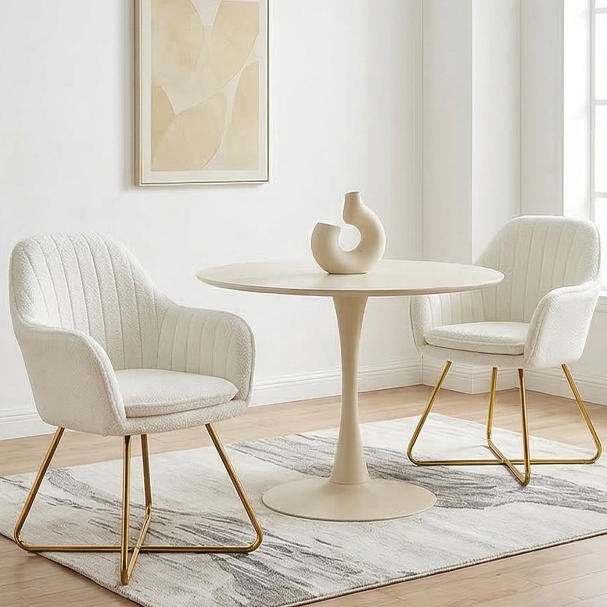 Boucle Fabric Dining Chairs in Set Of 2 - Velmora