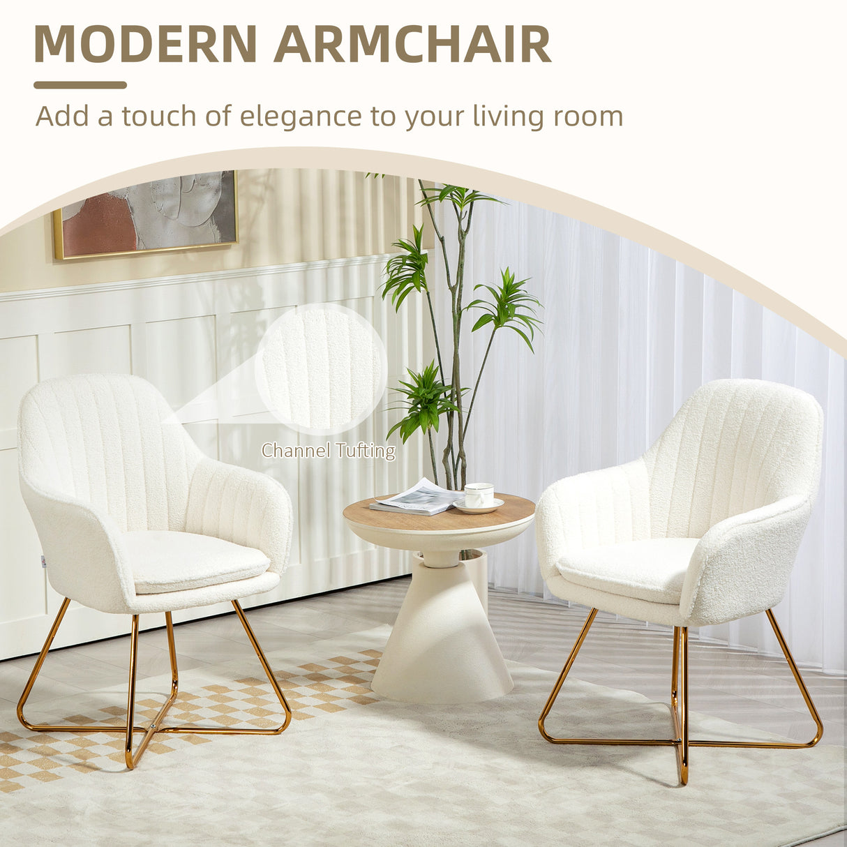 Boucle Fabric Dining Chairs in Set Of 2 - Velmora