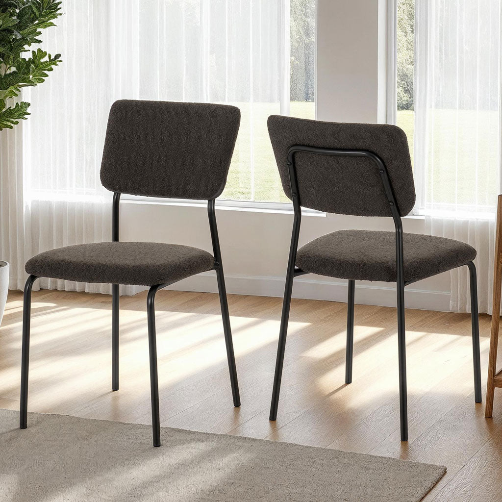 Boucle Fabric Dining Chairs in Set Of 4 - Sheldon