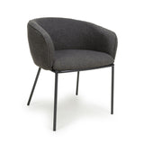 Boucle Fabric Dining Chairs in Set Of 2 With Black Metal Legs - Lola