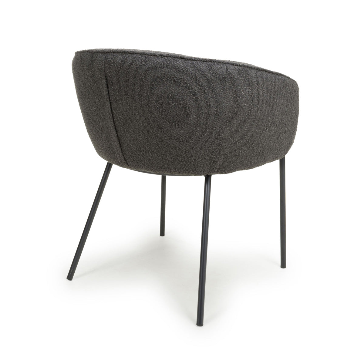 Boucle Fabric Dining Chairs in Set Of 2 With Black Metal Legs - Lola