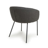 Boucle Fabric Dining Chairs in Set Of 2 With Black Metal Legs - Lola