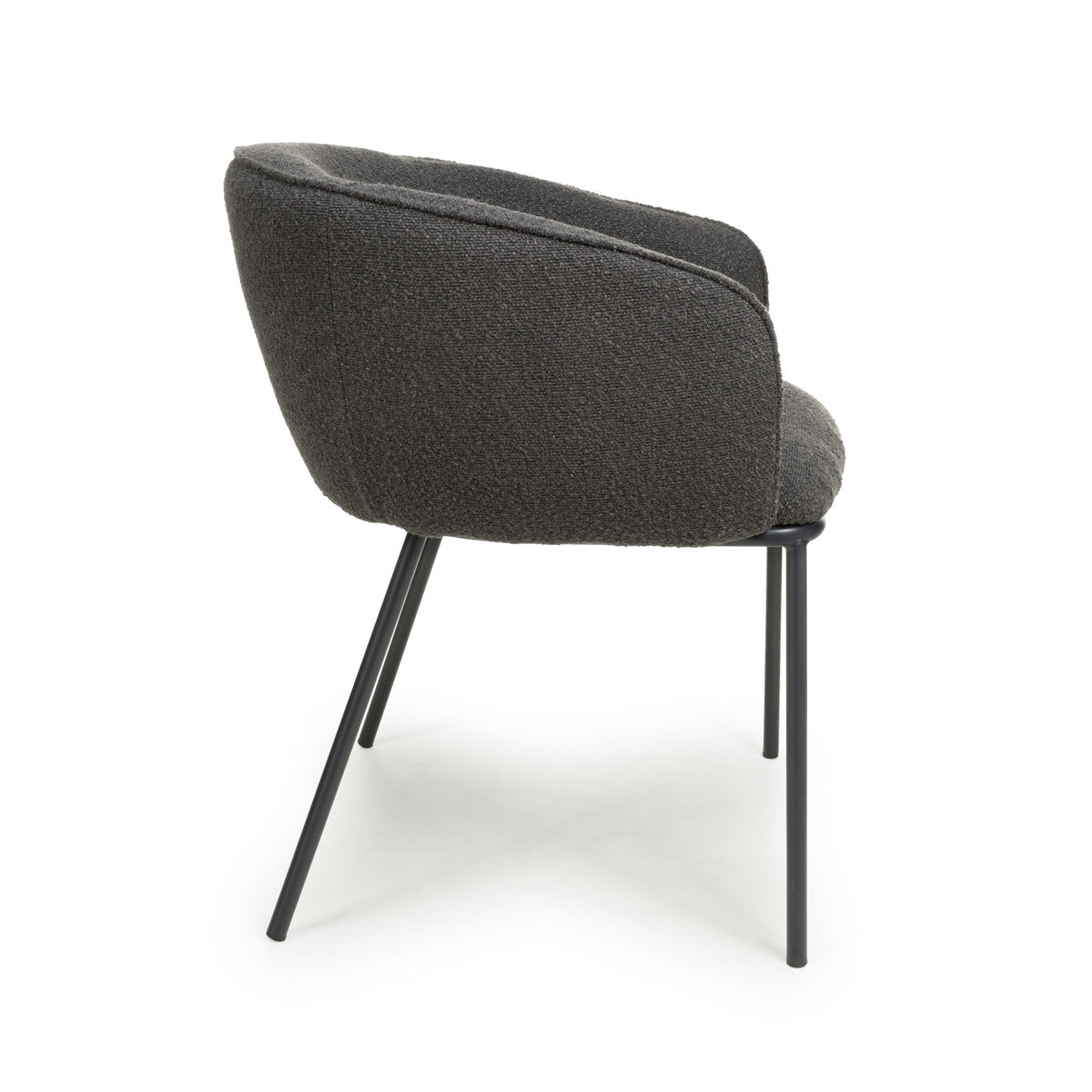 Boucle Fabric Dining Chairs in Set Of 2 With Black Metal Legs - Lola