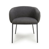 Boucle Fabric Dining Chairs in Set Of 2 With Black Metal Legs - Lola