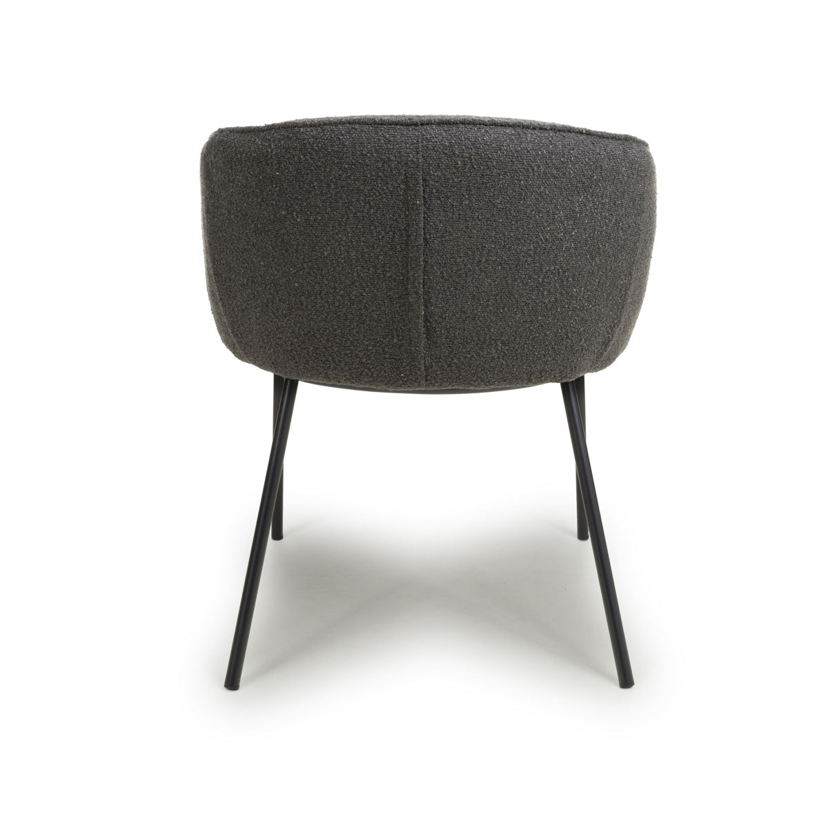 Boucle Fabric Dining Chairs in Set Of 2 With Black Metal Legs - Lola