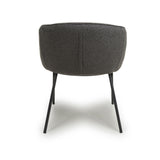 Boucle Fabric Dining Chairs in Set Of 2 With Black Metal Legs - Lola