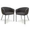 Boucle Fabric Dining Chairs in Set Of 2 With Black Metal Legs - Lola