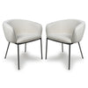 Boucle Fabric Dining Chairs in Set Of 2 With Black Metal Legs - Lola