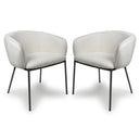 Boucle Fabric Dining Chairs in Set Of 2 With Black Metal Legs - Lola