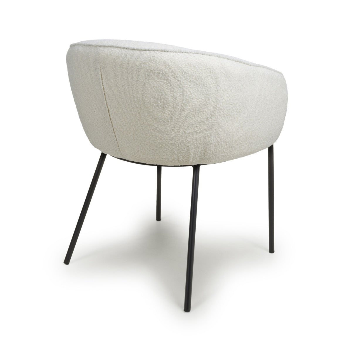 Boucle Fabric Dining Chairs in Set Of 2 With Black Metal Legs - Lola