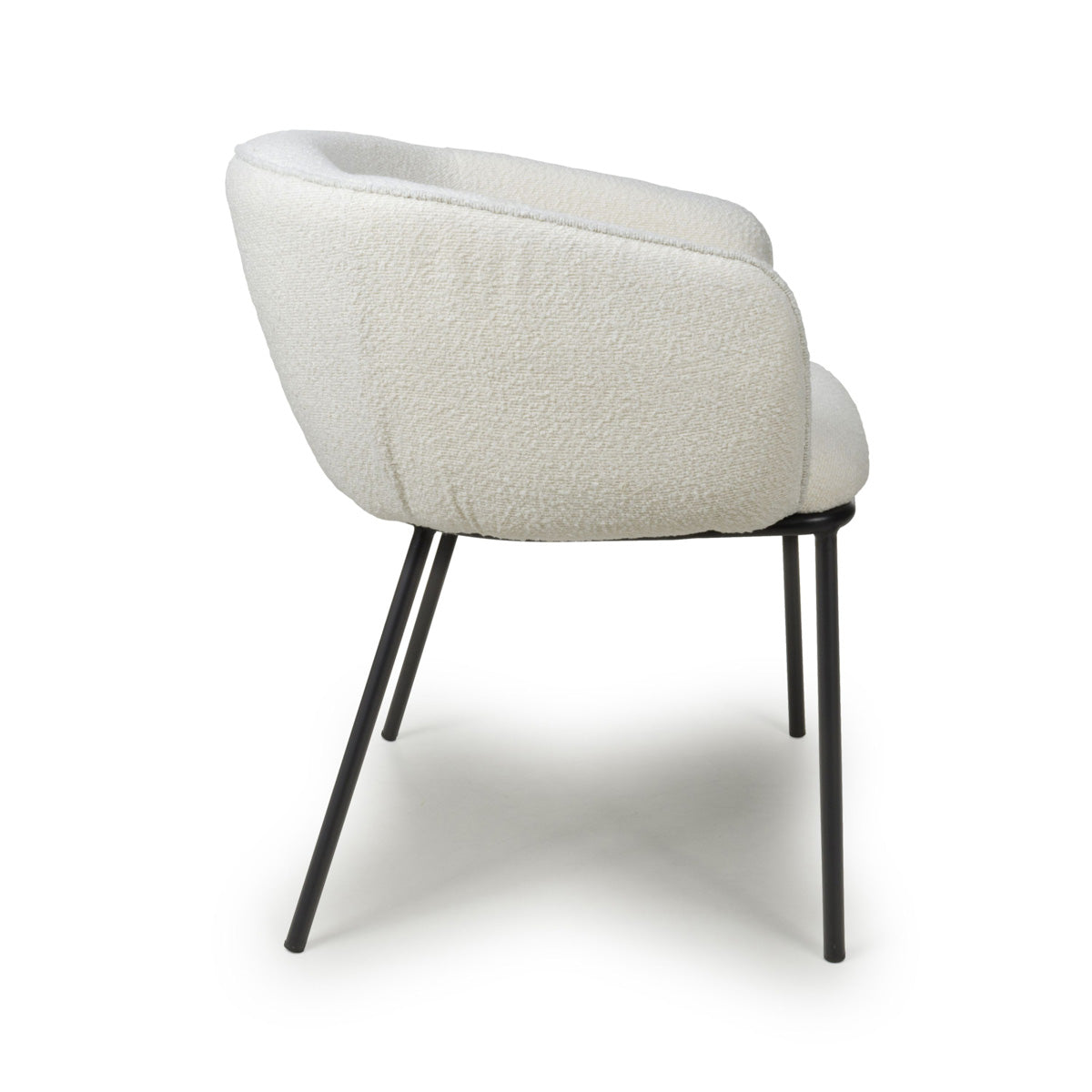 Boucle Fabric Dining Chairs in Set Of 2 With Black Metal Legs - Lola