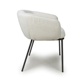 Boucle Fabric Dining Chairs in Set Of 2 With Black Metal Legs - Lola