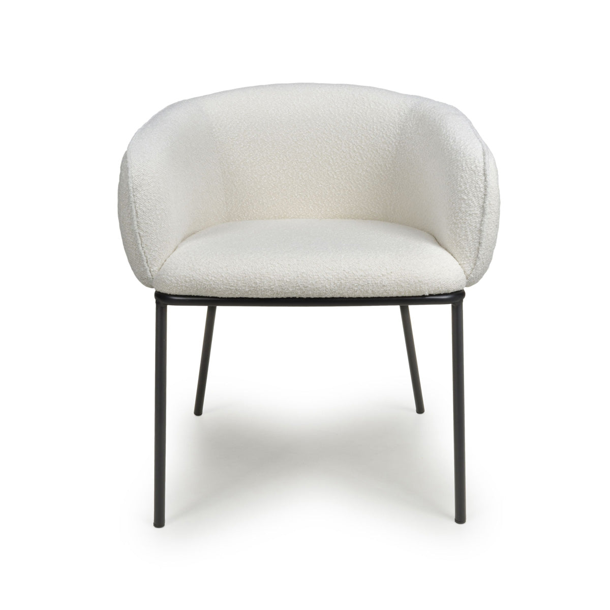 Boucle Fabric Dining Chairs in Set Of 2 With Black Metal Legs - Lola