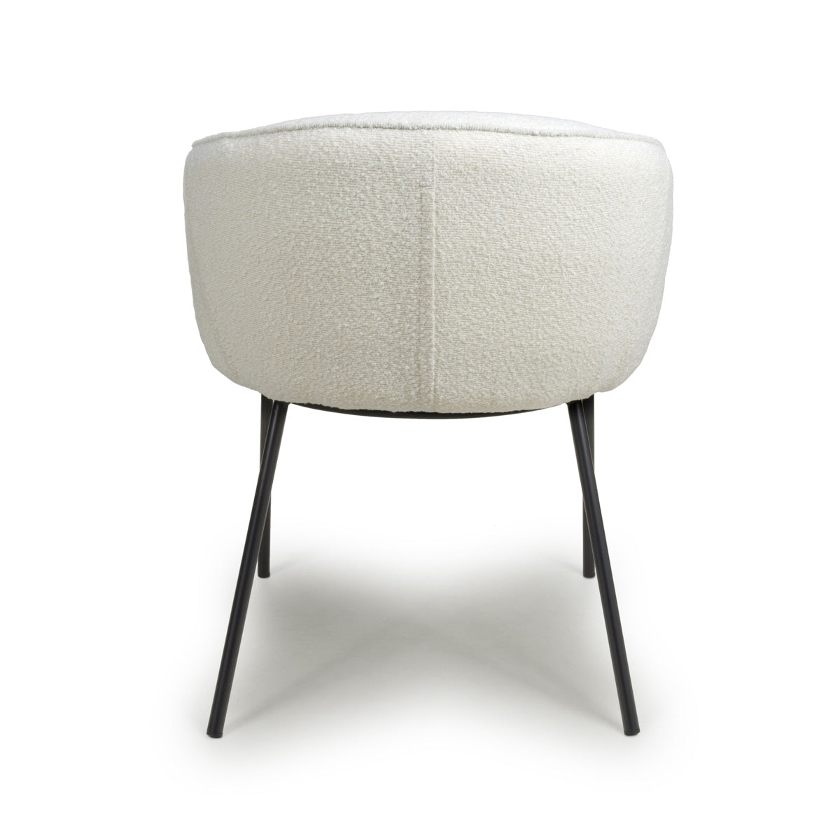 Boucle Fabric Dining Chairs in Set Of 2 With Black Metal Legs - Lola