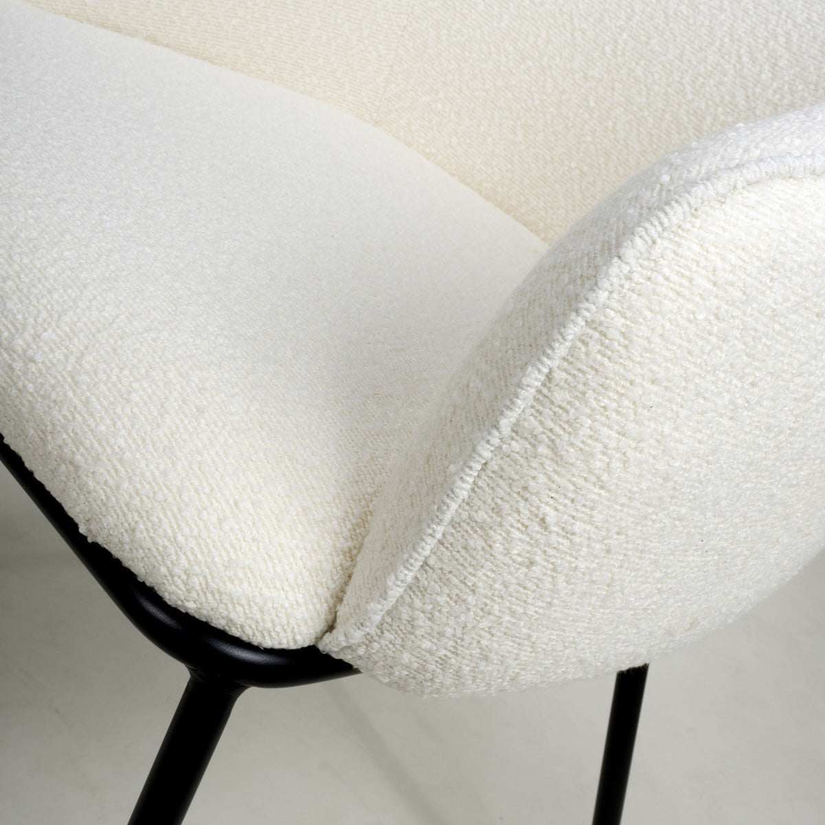 Boucle Fabric Dining Chairs in Set Of 2 With Black Metal Legs - Lola