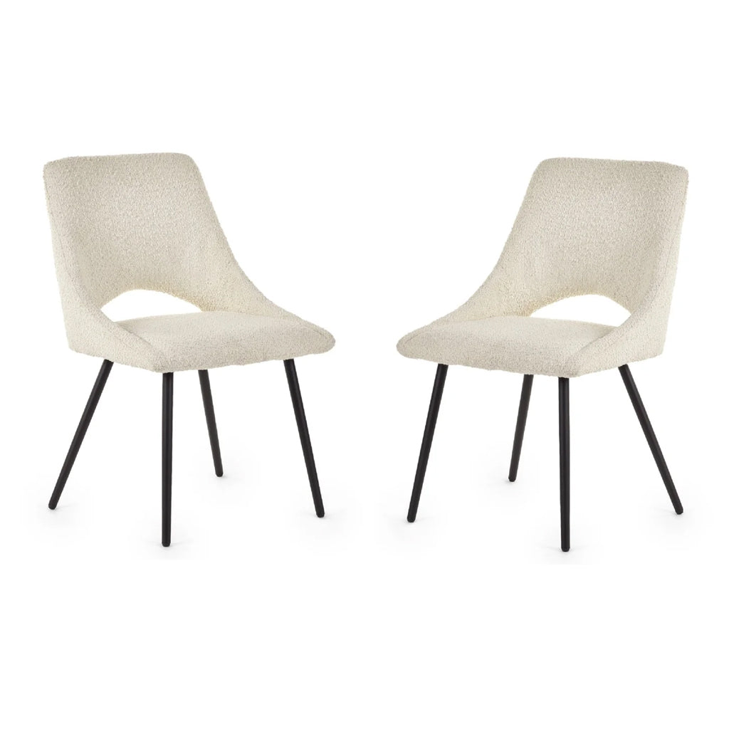 Boucle Fabric Dining Chairs in Set Of 2 - Iris
