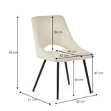 Boucle Fabric Dining Chairs in Set Of 2 - Iris